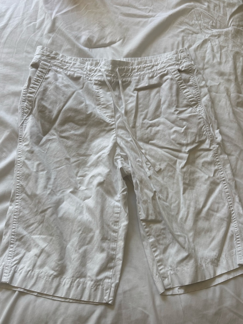 Talbots Men's White Drawstring Cotton Hybrid Shorts